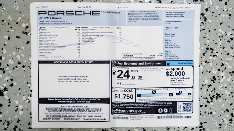 Used 2018 Porsche 911 Carrera S  SPORT PACKAGE (SOLD) | Pompano Beach, FL