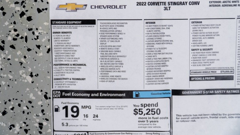 Used 2022 Chevrolet Corvette Stingray Convertible 3LT Z51 (SOLD) | Pompano Beach, FL