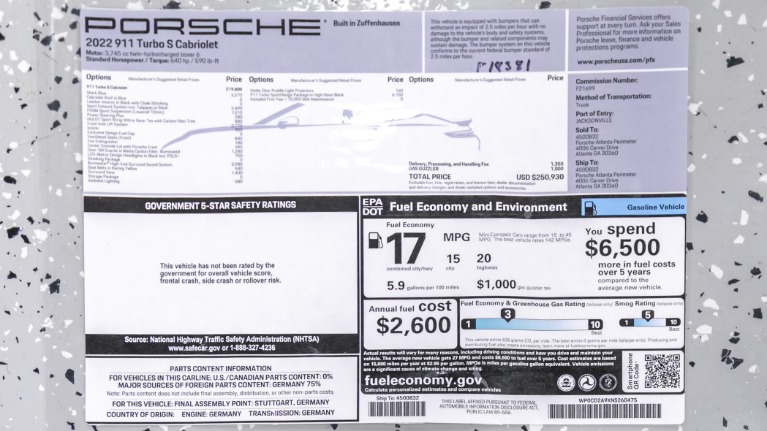 Used 2022 Porsche 911 Turbo S (SOLD) | Pompano Beach, FL